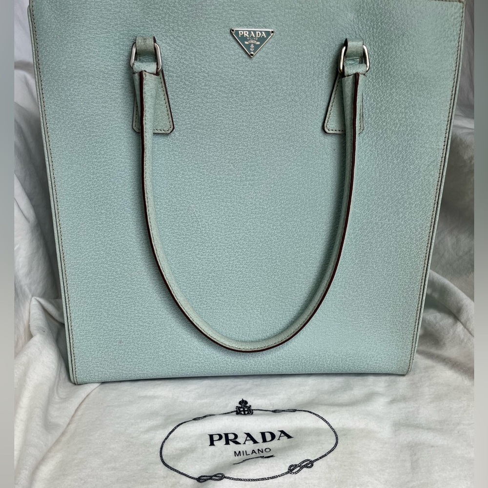 Vintage Light Blue Prada Tote Bag